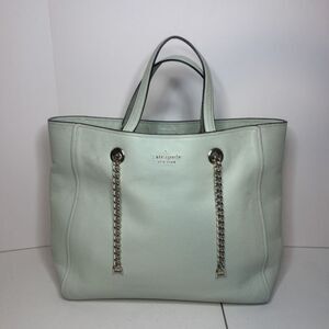 Kate Spade Teal Gold Chain Tote Large Shoulder Bag Womens Designer